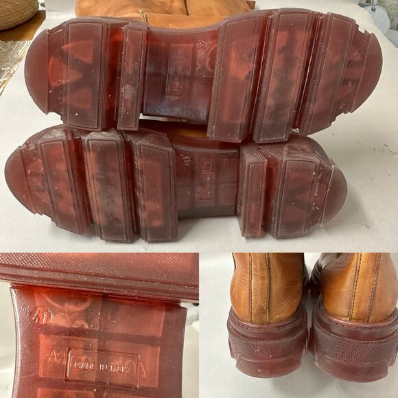 Jonak Rocket Knee High Leather Boots in Cognac Lug Sole Euro Size 41 US 10 - Picture 15 of 16